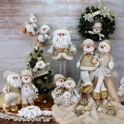 Elegant Silver Sands Colors Christmas Snowman Decorations Ornaments Christmas Santa Toys