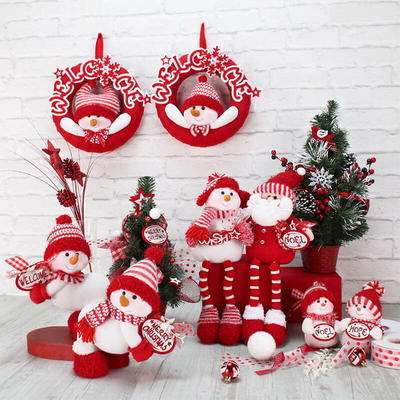Red White Stuffing Plush Santa Claus Snowmen Christmas Figurine Decoration Santa Stuffed Toy