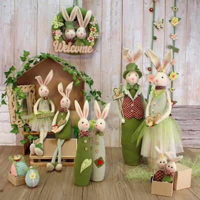Huge Tall Green Color Bunnies And Small Bunnies Soft Stuffed Animals Rabbits For Easter Party Home School Store Decoration